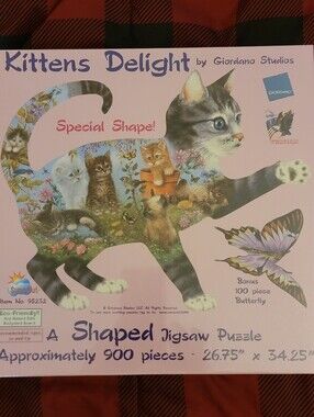 SunsOut Kittens Delight Shaped 900 Pc Jigsaw Puzzle Brand New Factory Sealed